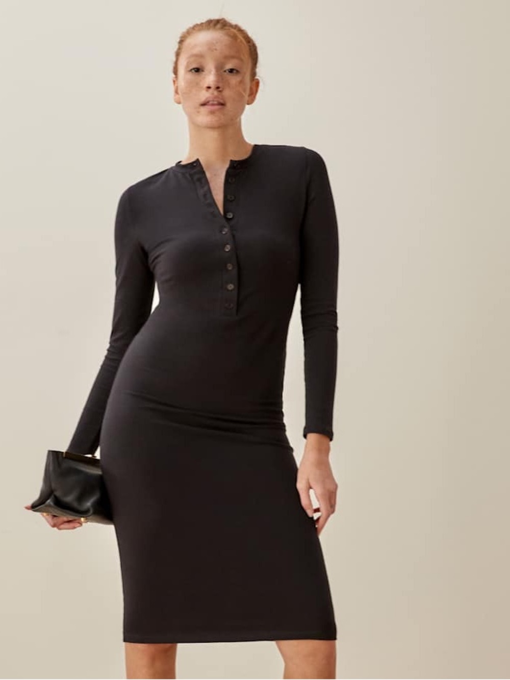 Reformation Stein Knit T Shirt Dress Sz M Black
